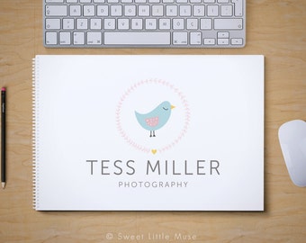 Birds Nest Logo Design - hand drawn bird logo - photography logo and watermark