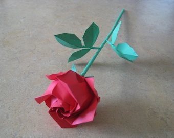 Beautifully Handcrafted Red Origami Rose