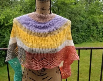 Hand knit crescent shawl, knit shawlette, knit lacy wrap, knit lacy shawl, knit lacy shawlette, knit lacy wrap, OOAK wrap, OOAK shawl,
