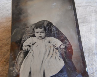 Tintype Photo - Baby in Dress