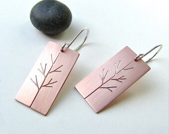 Copper Sapling Copper Tree Art earrings - made to order
