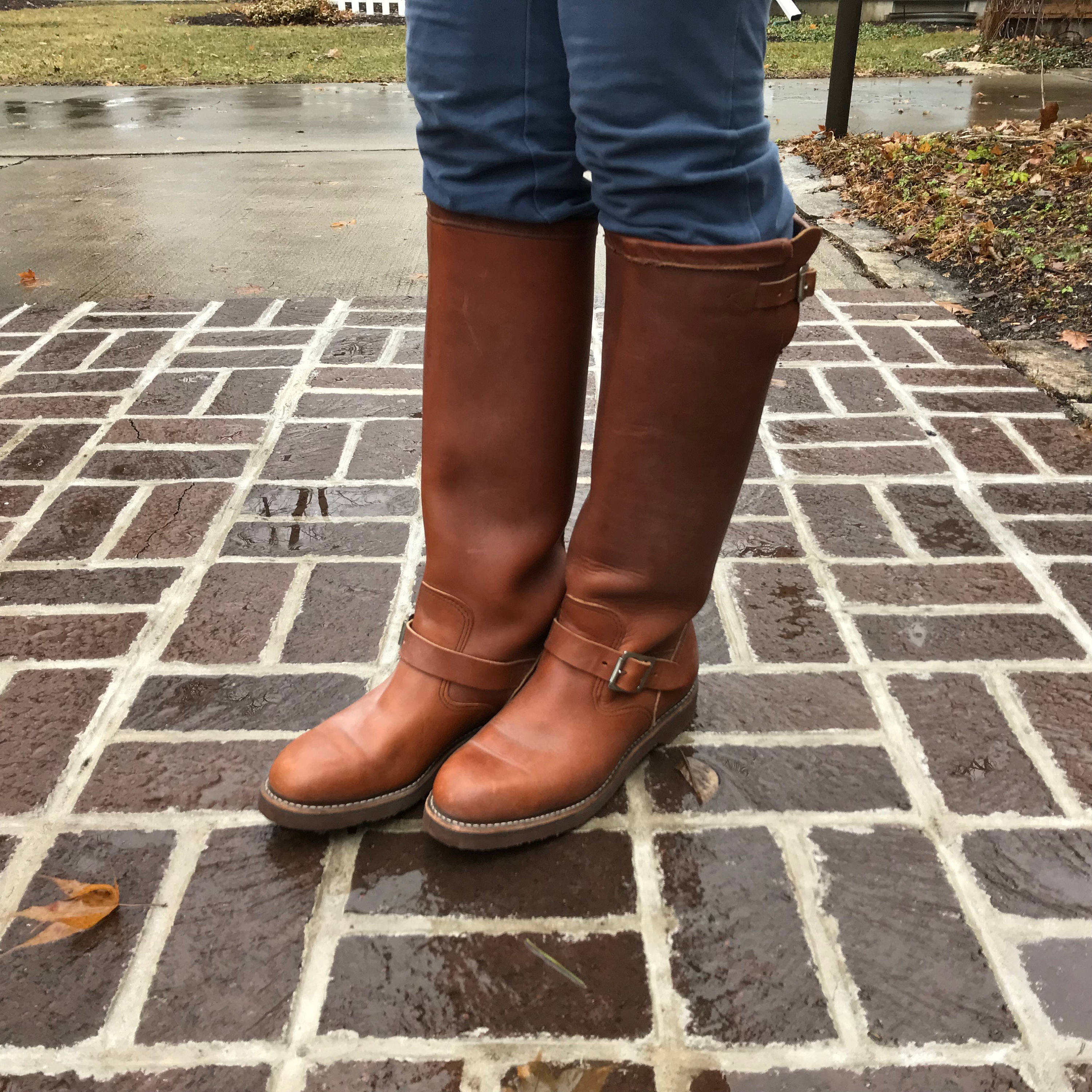 Mens Brown Leather Riding Boots Made in USA Chippewa Biker