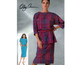 Oleg Cassini Loose-Fitting Dress or Tunic and Skirt Sewing Pattern Misses Size 10 Uncut Vintage Simplicity 7368