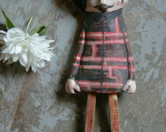 Man with moustache and hat-terracotta-terracotta figurines-striped jacket-hand made terracotta-Clay sculpture-Baby doll-DaAppendere