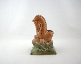 Vintage Ceramic Art Deco Horse Vase, 1940s, Planter, Estrucan Horse, Planter, Horse Bust