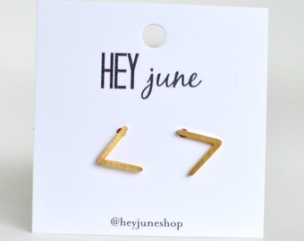 V stud earrings, angle earrings, gold angle earrings, geometric earrings, minimalist earrings, silver v earrings