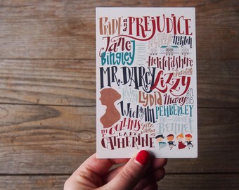 Pride and Prejudice cards: characters and places (3.94 x 5.91) set of 3 cards with matching envelopes