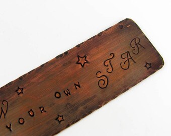 Follow Your Star - Unique Copper Bookmark With Inspirational Quote - Reading Gift