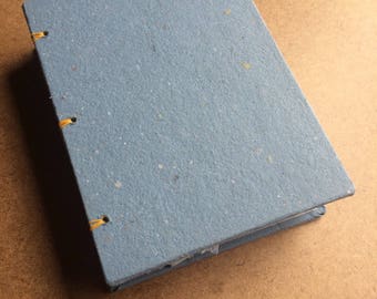 Blue journal, handmade paper, homemade paper, sketch book, travel journal, guest book, recycled guestbook, diary, sketch, notebook,