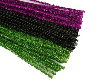 HALLOWEEN Set of 75 Metallic Tinsel Chenille Pipe Cleaners for Kids Crafts
