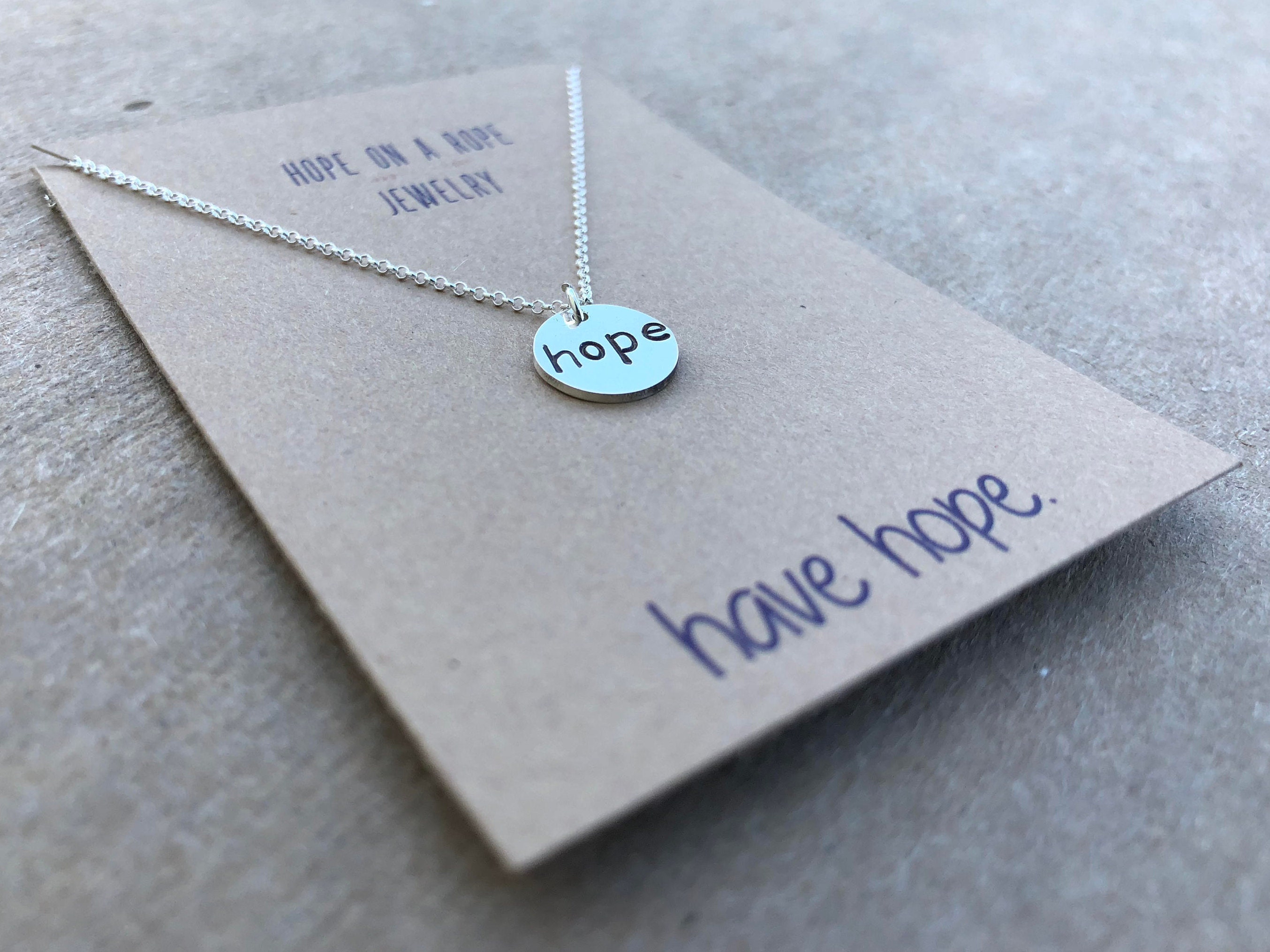 Sterling Silver Hope Necklace Hope Necklace Hand Stamped