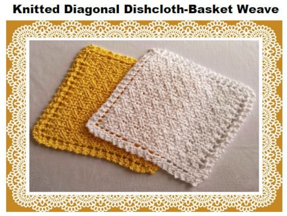Basket Weave Knitting Pattern Knitted Dishcloth Washcloth ...