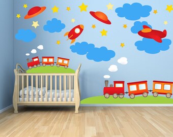 Etiquetas de la pared para el dormitorio de los niños tren