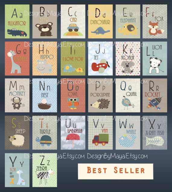 alphabet cards a to z animal alphabet card set nursery wall