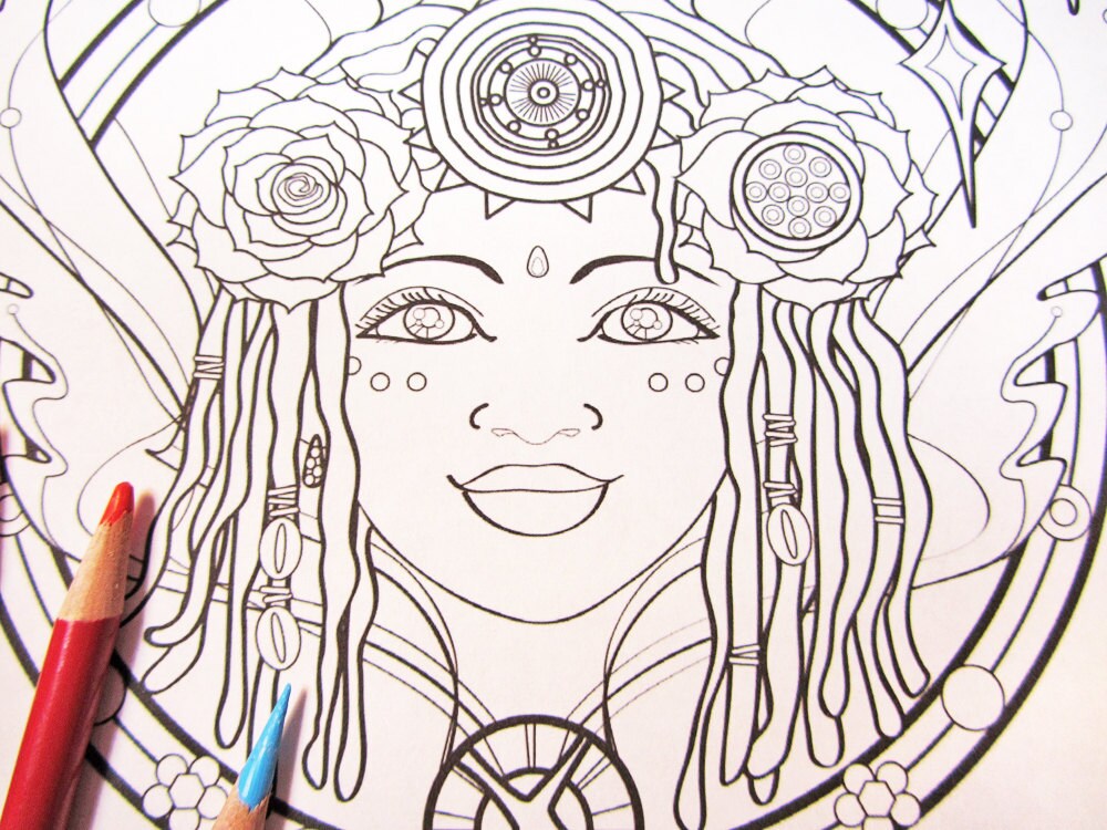 Download Earth Angel Mandala Coloring Page single page to print and