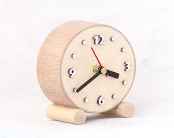 Natural Wood Desk Clock circle, LittleTable Wooden clock, Small cute clock, Nature decor for home, Spring gift trends for him , Gift for Mom