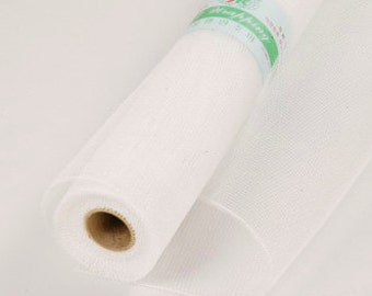 White Floral Mesh Wraps 21in x 10yd Poly Mesh Roll, Christmas Wreaths, Floral Mesh Crafts, White Gift Wrap Mesh, Gift Basket Mesh Wrap