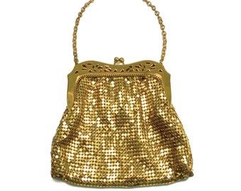 Whiting Davis Gold Mesh Handbag - Evening Handbag, Vintage Purse, Mesh Handbag, Vintage Mesh Purse, Vintage Handbag
