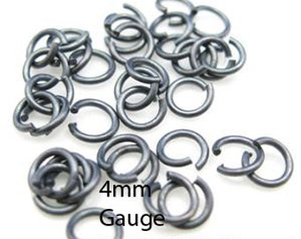 Oxidized Jumprings - Oxidized Sterling Silver Jump Rings - Open Jump rings, Oxidized Findings -4mm - All Gauges ( 20pcs ) SKU: 205100-040-OX