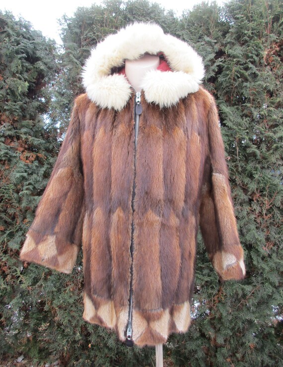 Handcrafted Eskimo Vintage Muskrat Coat Real Fur.
