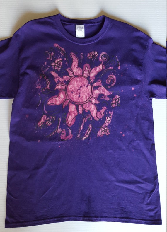 Items similar to Rapunzel Sunburst Tshirt WITH FABRIC PAINT- Purple on Etsy