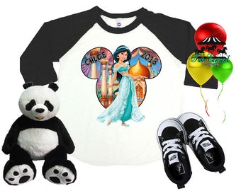 Jasmine Disney Shirt, Aladdin Shirt, Personalized Raglan Shirt, Toddler Youth Adult (mc569)