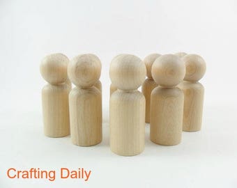 Wood Peg Doll People Dad Man Boy 2 3/8" High Blanks Shapes - 12 Pieces