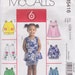 McCall's M5416 Toddler Girls' Tops, Dresses and Shorts Sizes 1, 2, 3, 4 UNCUT Pattern