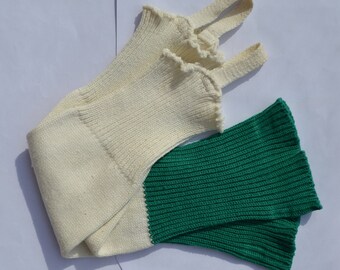 Vintage Soviet Football Mens Socks Football Gaiters Uppers Football Leg Warmers -Green and White for Football Fans Great Guy Gift