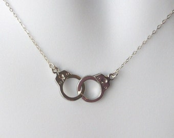 Silver Handcuff Necklace - Handcuff Pendant Necklace - Sterling Silver Necklace
