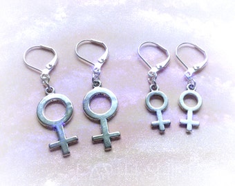 Female Symbol earrings, Feminist, Queer, Venus glyph, sold per pair
