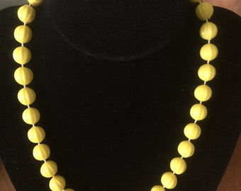 Vintage 1960's Yellow Plastic Bead Necklace