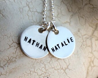 Sterling silver hand stamped necklace with two tags