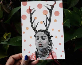 Postcard, portrait, fantastic, deer