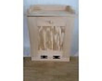 Handcrafted Small Unfinished Wooden Trash Container
