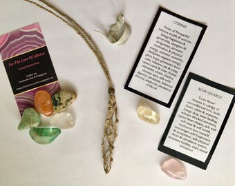 Macrame Pouch Necklace - Braided Necklace - Crystal Pouch Necklace - Interchangeable Pouch - Macrame Crystal Necklace - Crystal Healing