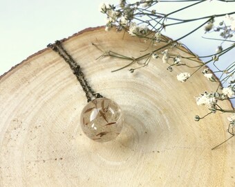 Real Dandelions Encased in a Resin Ball Necklace,Bridesmaid Gift, Birthday Gift, Gift For Her, Wedding Gift