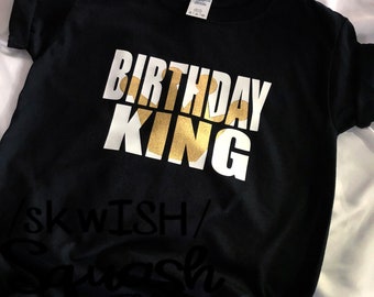 Birthday Boy Shirt, Birthday King Shirt, Birthday Shirt with Crown, Boy's Birthday Shirt, Birthday Party Shirt, Black Birthday Shirt