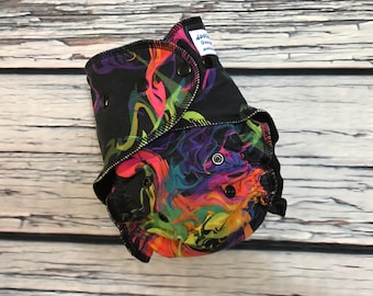 Fitted Cloth Diaper - Stay Dry Liner - Overnight Fitted - Optional Hemp or Bamboo Insert - Melted Crayon