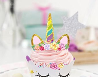 Unicorn Cupcake Wrapper And Cake Topper Unicorn Cupcake Wrapper And Cake Topper