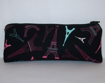 Pipe Pouch, Eiffel Tower Pouch, Pipe Case, Pipe Bag, Girly Pouch, Paris Gift, Padded Pouch, Glass Chillum Cozy, Vape Pen Case - 7.5" LARGE