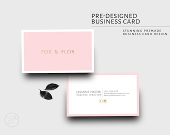 Business Card Design, Template, Blush Pink, Gold, Feminine, Photographer, Blogger, Hairdresser, Branding, Elegant, Minimalist, Simple