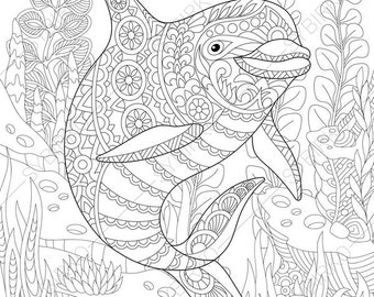 2 Coloring Pages Animal Book For Adults Instant Download Print