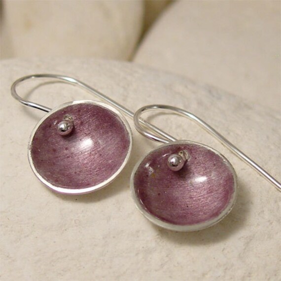 Items similar to Simple Silver Artisan Earrings, Blackberry Candy ...