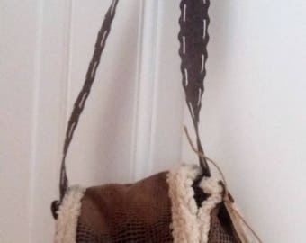 imitation leather/Shearling fabric shoulder bag