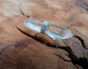 Clear Crystal Quartz Point, Sterling Silver Ring