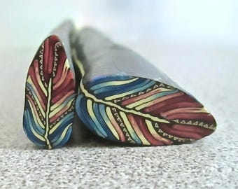 Feather Cane. Polymer Clay Cane, Raw Millefiori Cane, Handmade Cane, Craft Supply, Southwestern Crafts, Woodland Crafts, Jewelry Crafts