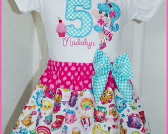 New Super Cute Shopkins Jessicake Cupcake Birthday Skirt outfit Name and age included