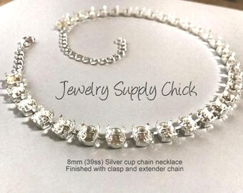 39ss (8.5 mm) Silver empty cup chain necklace