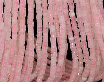 4x2mm Rose Quartz Gemstone Grade A Pink Heishi Slice Loose Beads 15.5 inch Full Strand (90182225-376)